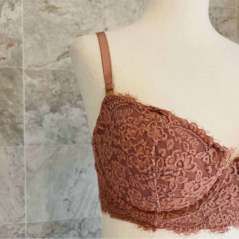 Aerie Real Power Plunge Push Up New Blooms Lace Bra - Picture 3 of 8